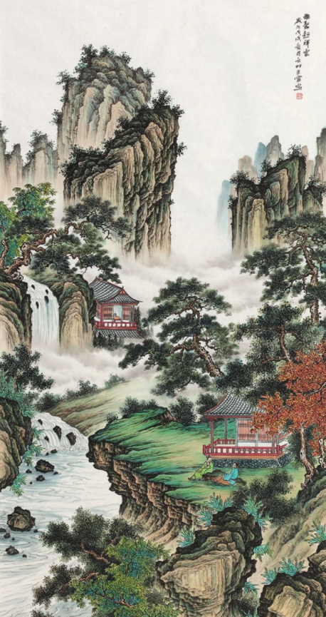 五岳独尊大靠山 王宁八尺国画泰山图《旭日东升》 作品来源:易从网