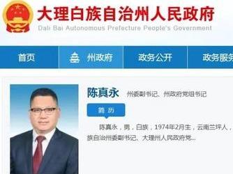 陈真永任大理州委副书记、州政府党组书记，州长候选人