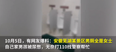 景区男厕所被女士挤爆，游客无奈打110求助：我家男孩子被尿憋的…