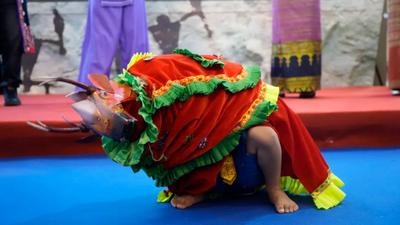 南博会场馆里的小小传承人