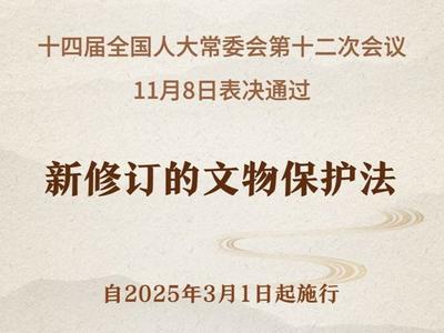 新修订的文物保护法将于2025年3月1日起施行