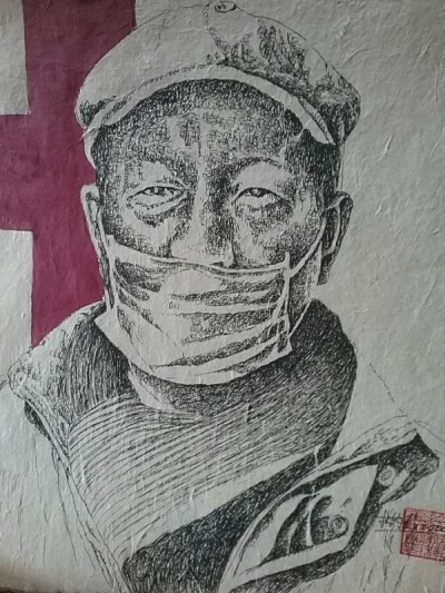 丽江抗“疫”作品展｜木云柏：钢笔画《一定会胜利》