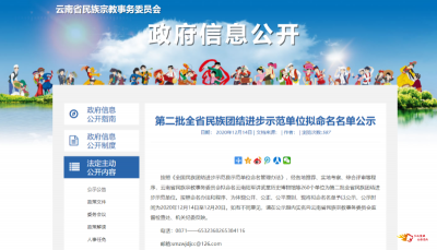 正在公示！楚雄州16家单位拟入选全省民族团结进步示范单位名单